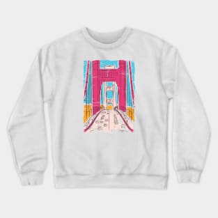 Vintage Sketch Art of Golden Gate Bridge San Francisco Crewneck Sweatshirt